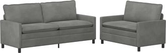vidaXL Juego De Sof&aacute; 2 Uds. Gris Oscuro Terciopelo Vidaxl