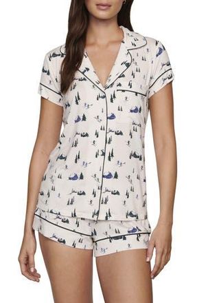 Eberjey Gisele Printed Short Pajamas in Ski Chalet Ivory/pine at Nordstrom Rack, Size X-Large