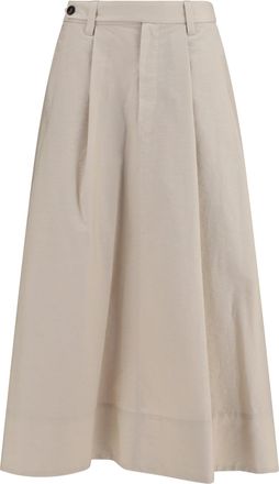 Brunello Cucinelli Womens Skirt Cotton Poplin With Monili Detail Quartz