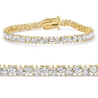 Pompeii3 10.50Ct Heart Cut Diamond Tennis Bracelet 14k Yellow Gold 7 Lab Grown