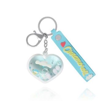 Hello Kitty Cinnamoroll Heart Liquid Keychain in Light Blue at Nordstrom