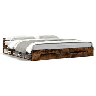 Berkfield Home Bed Frame w/Drawers Frame Smoked Oak 180x200 cm Super King in Brown