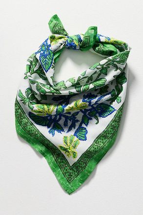 Vismaya Green Floral Cotton Hair Scarf