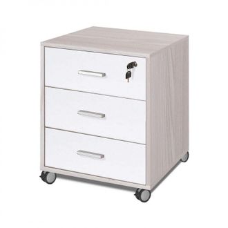 OEM C&oacute;moda De Oficina De Tres Cajones Con Ruedas Olmo Blanco 50x41x H70 Cm