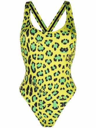 Philipp Plein leopard-print swimsuit - women - Polyamide/Spandex/Elastane/Polyester/Spandex/Elastane - M - Green