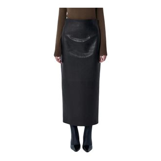 Khaite Loxley Leather Skirt - female - Khaite - Leather Skirts - Black - XS - Skirts