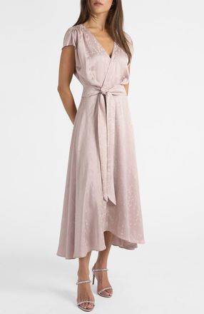 Santorelli Talia Cap Sleeve Midi Fit and Flare Dress in Tonal Jacquard in Lilac Shadow at Nordstrom, Size 14