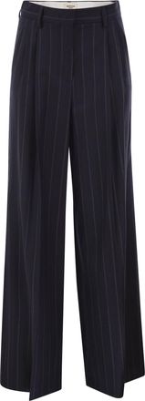 Max Mara Weekend Maxmara Wkdnebbie broek van scheerwol met krijtstreep