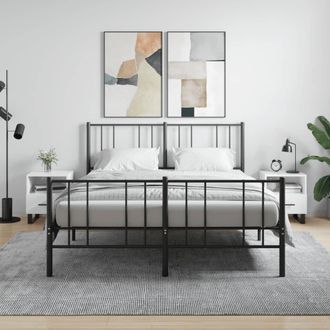 vidaXL Mesita Noche 2 Uds Madera Ingenier&iacute;a Blanco Brillo 40x35x47,5cm Vidaxl
