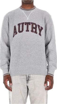 Autry Grijze Sweater met Logoprint - Heren - Ronde hals truien - Grijs - L - Katoen - Truien & Vesten