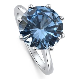 Pompeii3 Aquamarine Solitaire Flower Ring 14k White Gold 10MM Lab Grown