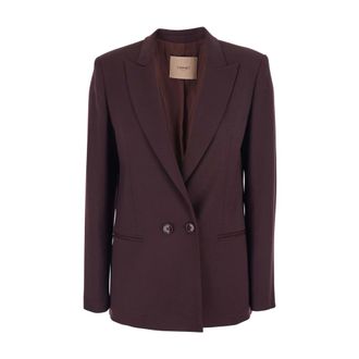 Twinset Blazers, female, Red, Size: XS Double-Breasted Jacket With Classic Lapels