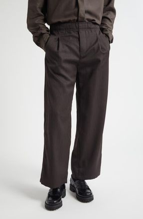 Our Legacy Leisure Pleated Virgin Wool Trousers in Havana Bronw Chain Wool at Nordstrom, Size 34 Us