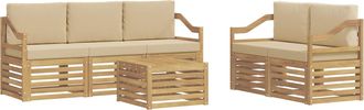 vidaXL Conjunto De Sof&aacute;s De Exterior 6 Uds. Y Beige Poli&eacute;ster Vidaxl