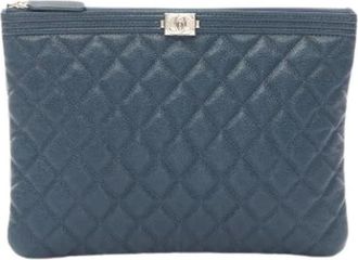 Chanel Pre-owned Vintage Clutch - Dames - Vintage Clutch - Blauw - ONE Size - Leer - Vintage