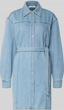 Mbym mbyM Knielanges Jeanskleid mit Bindeg&uuml;rtel Modell Kimmia in Hellblau, Gr&ouml;&szlig;e XL