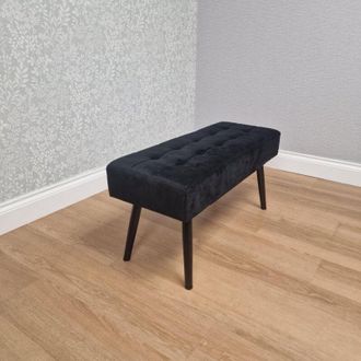 Kosy Koala Black Velvet Padded Dining Bench with Metal Legs 90 cm Length, Dining Room Furniture