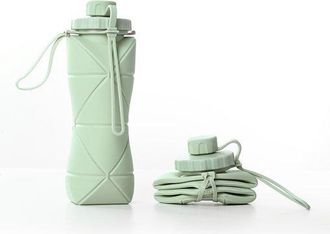 No Brand 1 Botella De Agua Plegable De Silicona Verde De 600 Ml, Resistente Al Calor Y Ligera, Vaso Port&aacute;til Para Viajes, Deportes, Acampada Y Senderismo