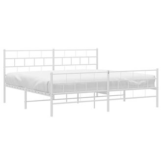 Berkfield Home Metal Bed Frame with Headboard & Footboard White 193x203 cm