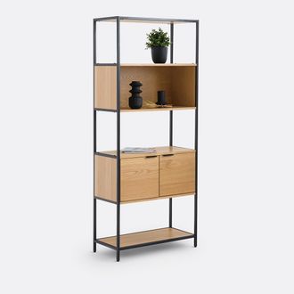 La Redoute Interieurs Modulaire boekenkast, 1 nis, 2 deuren, eikenfineer, Volga