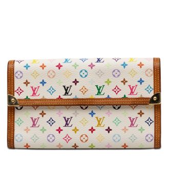 Louis Vuitton Blanc Multi-Color White Pvc Leather Wallet (Tri-Fold) (Pre-Owned)
