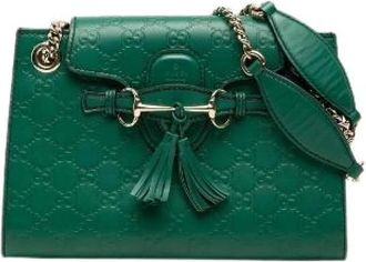 Gucci Pre-owned Emily Guccissima Leather Chain Shoulder Bag - Dames - Vintage Schoudertas - Groen - ONE Size - Leer - Vintage