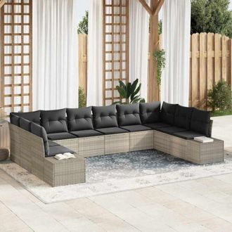 vidaXL Vidaxl - Conjunto De Sof&aacute; De Jard&iacute;n 10 Pcs Gris Claro 344 X 209 X 85 Cm