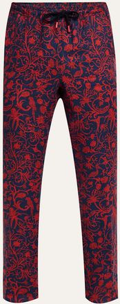 Kiton Mens Linen Coral-Print Stretch Pants