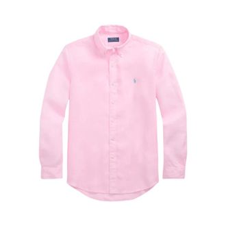 Polo Ralph Lauren Casual Shirts, male, Pink, Size: XL Carmel Pink Linen Polo Shirt
