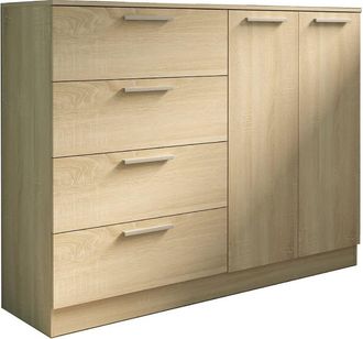 Home Heavenly C&oacute;moda de 4 cajones y 2 puertas dise&ntilde;o atemporal color roble