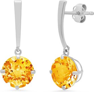 MAX + STONE 14k White Gold Solitaire Round-Cut Gemstone Drop Earrings (8mm)