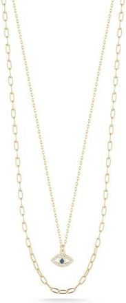 Chloe and Madison Pavé CZ Evil Eye Layered Necklace in Gold at Nordstrom Rack