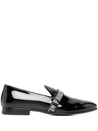 Philipp Plein logo-embellished patent slippers - Black