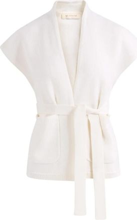Max Mara Lange Gebreide Cardigan - Dames - Vesten - Wit - XS - Truien & Vesten