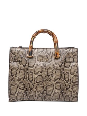 Liu Jo logo python-print tote bag - Toni neutri