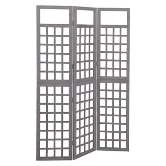 Berkfield Home 3-Panel Room Divider/Trellis Solid Fir Wood Grey 121x180 cm