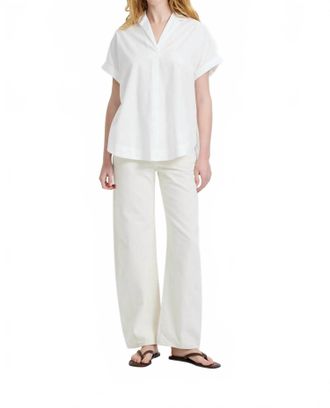 French Connection Poplin Collared Top In White