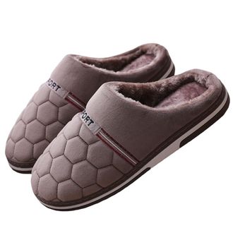 Generic Fall and Winter Mens Cotton Slippers Extra Large Size Plus Size Home Cotton Shoes for Warmth and Platform Soles(Coffee 04,40-41)