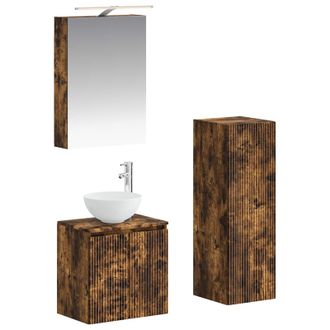 vidaXL Juego De Muebles De Ba&ntilde;o 4 Pcs Roble Ahumado Vidaxl