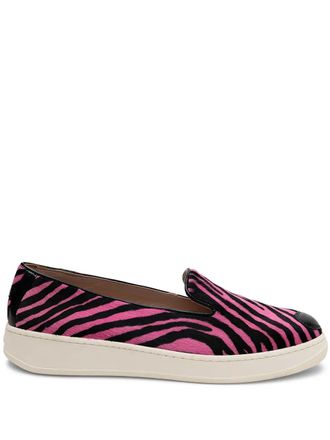 Hogan zebra-print heart-detail sneakers - women - Leather/Fabric/Rubber/Polyester - 38 - Pink