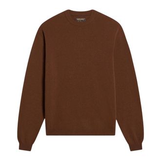 Woolrich Maglione Girocollo in Lambswool - - Knitwear - Uomo - Marrone - XL