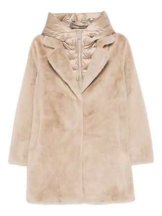 Bomboogie panelled hooded coat - Neutrals