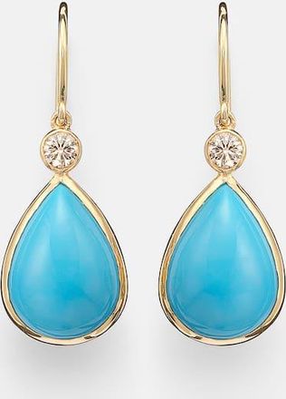 Ileana Makri 14kt gold (585/1000) drop earrings with turquoises and diamonds
