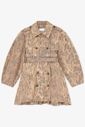 Ganni Burro Trench Coat in Printed Cotton - Size 10/12 Organic