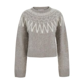 Soft Goat Geborstelde cropped kasjmier trui - Dames - Truien - Grijs - Maat: XS Kasjmier