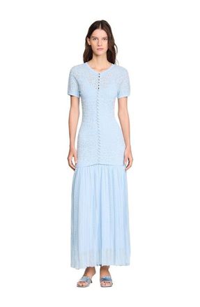 Sandro Beaded knit maxi dress in Sky Blue at Nordstrom, Size 36 Eu