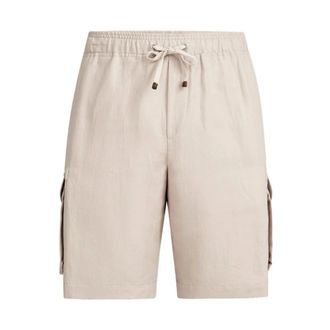 Brunello Cucinelli Linen and Cotton Drill Bermuda Shorts - male - Brunello Cucinelli - Casual Shorts - Beige - M - Shorts