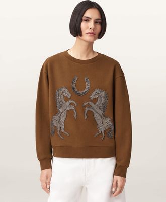 AllSaints Cotton Luck Embellished Pippa Sweatshirt, Size: XS