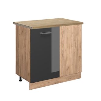 Vicco Armario De Esquina R-line, Antracita Alto Brillo, 86 Cm, Et Roble