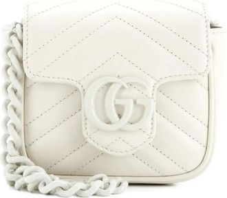 Gucci GG Marmont Flap Matelasse Leather Mini belt bag - Wit